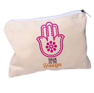 Talk to the Pink Hamsa Pouch