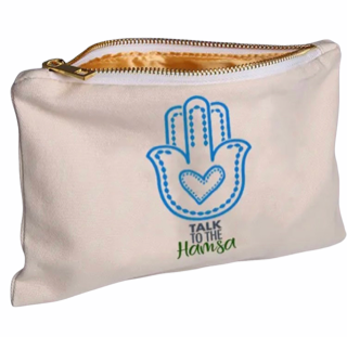 Talk to the Blue Hamsa Large Pouch
