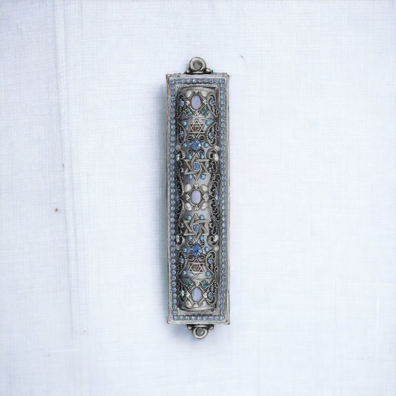 Mezuzah Silver and Blue