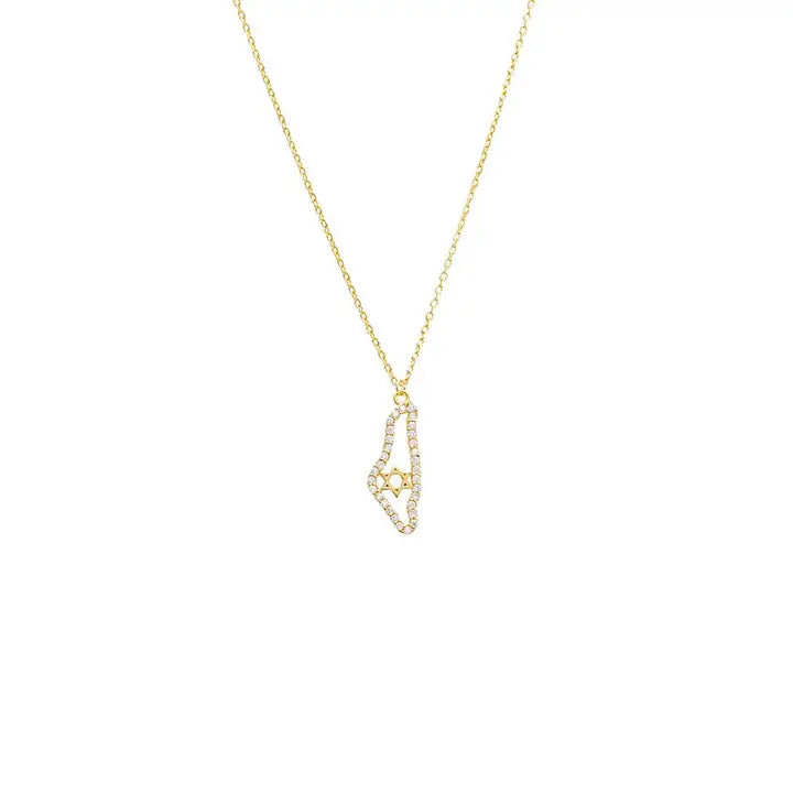 Pave Israel Necklace