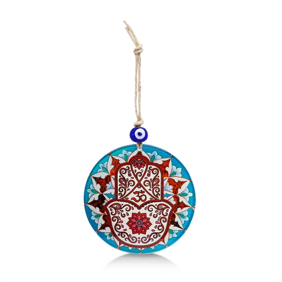 Om Yoga Glass Wall Hanging