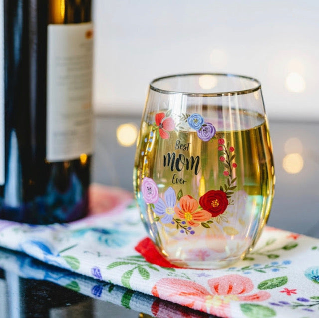 Mom Stemless Wine Glass