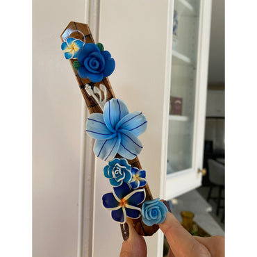 Flower Blue Mezuzah