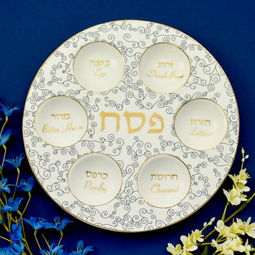 Seder Plate Gold Accents