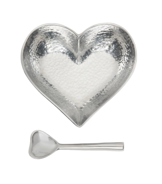 Happy Hammered Silver Heart with Heart Spoon