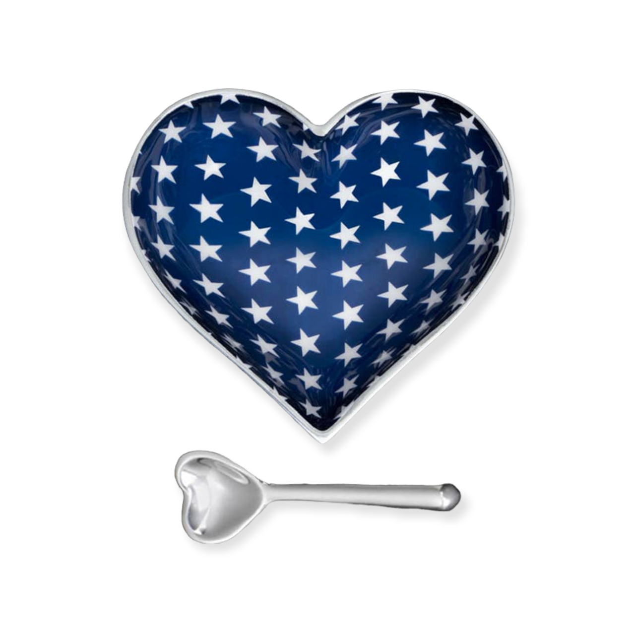 Happy Blue Heart White Star with Heart Spoon