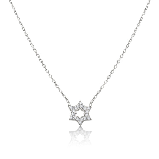 Sterling Jewish Star CZ Necklace