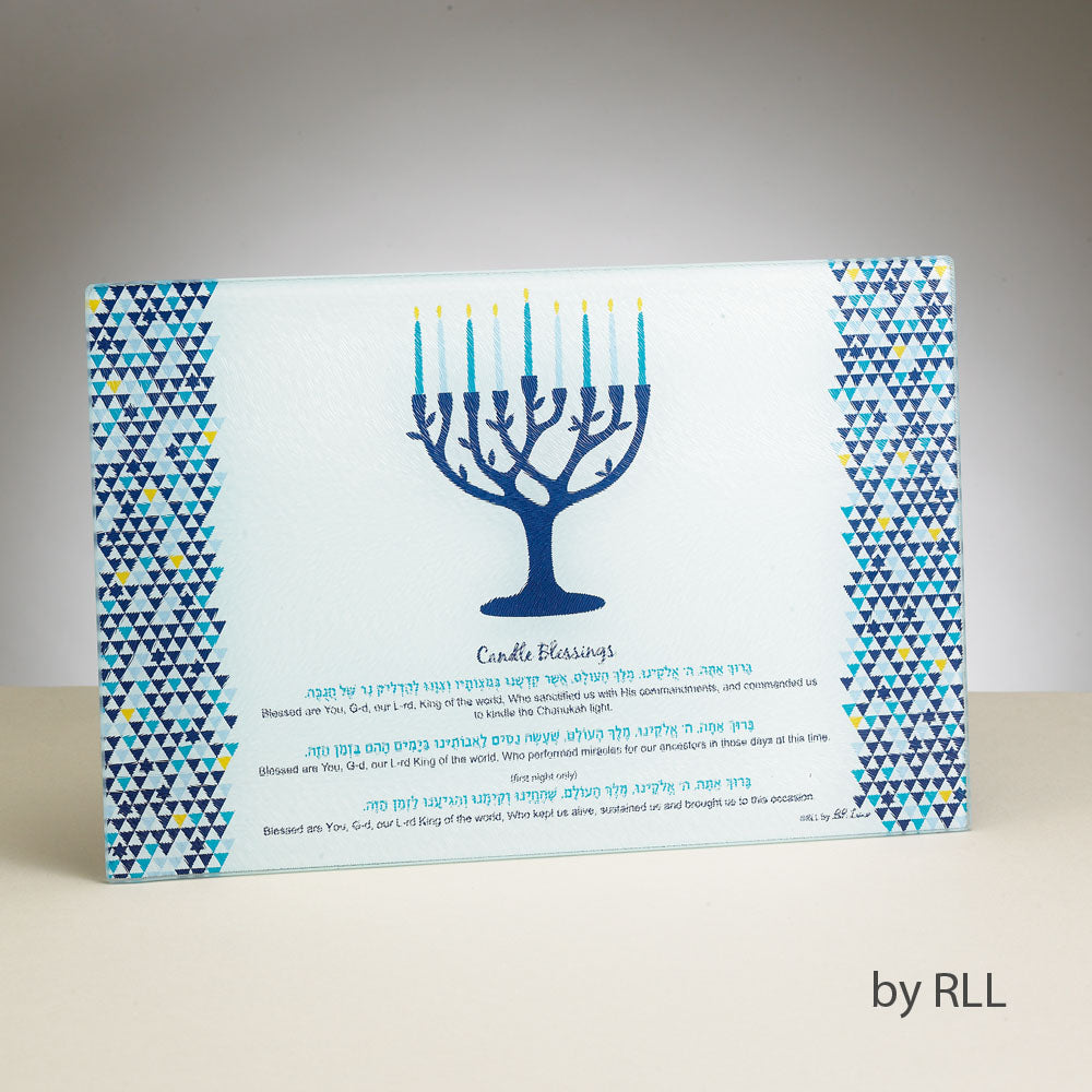 Tree of Life Tempered Glass Menorah Drip Tray