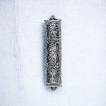 Mezuzah Silver and Blue